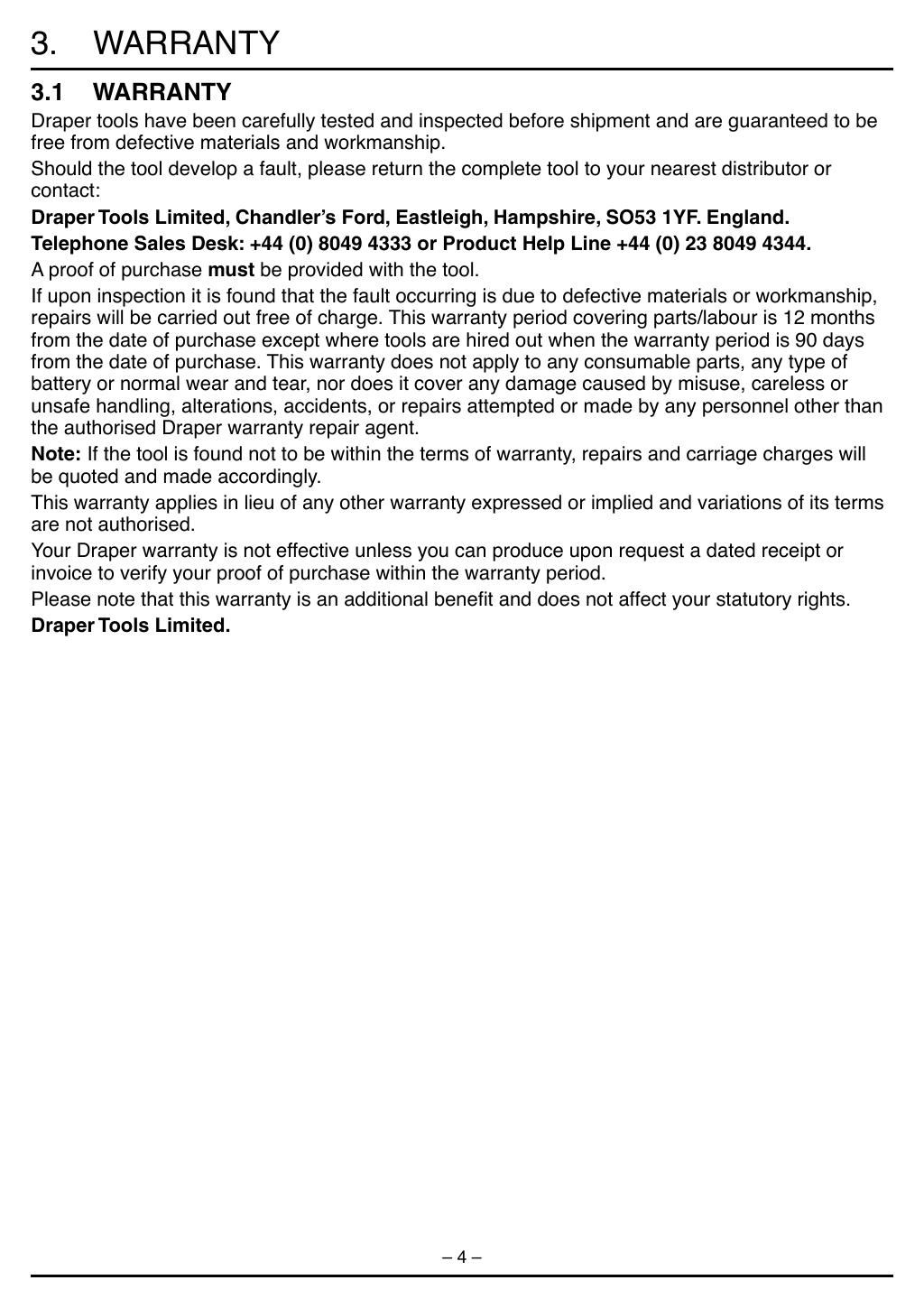 Datasheet page 4