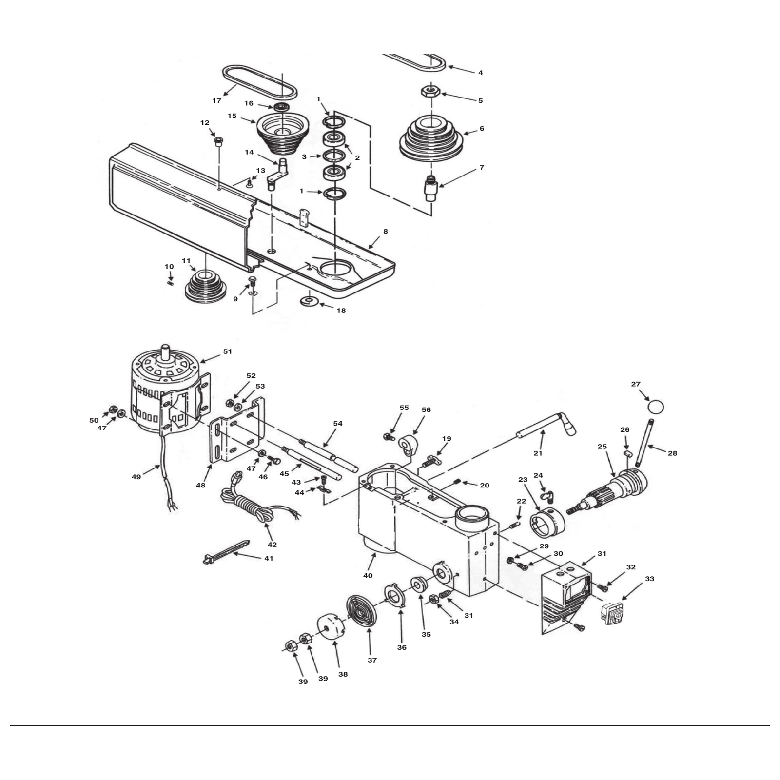 Exploded diagram for the Draper 230V 16 Speed Floor Standing Drill, 1100W