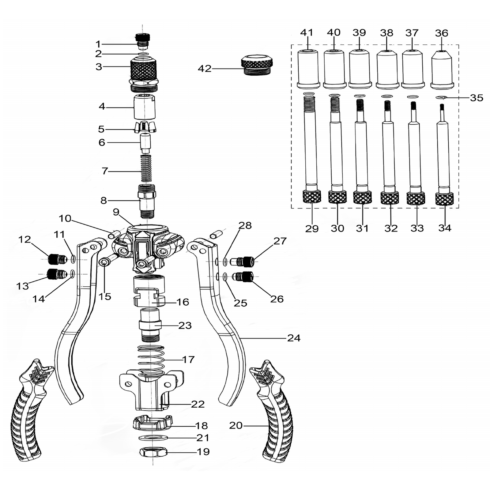 Exploded diagram for the Sealey 2-in-1 Heavy-Duty Compact Riveter (AK3989)