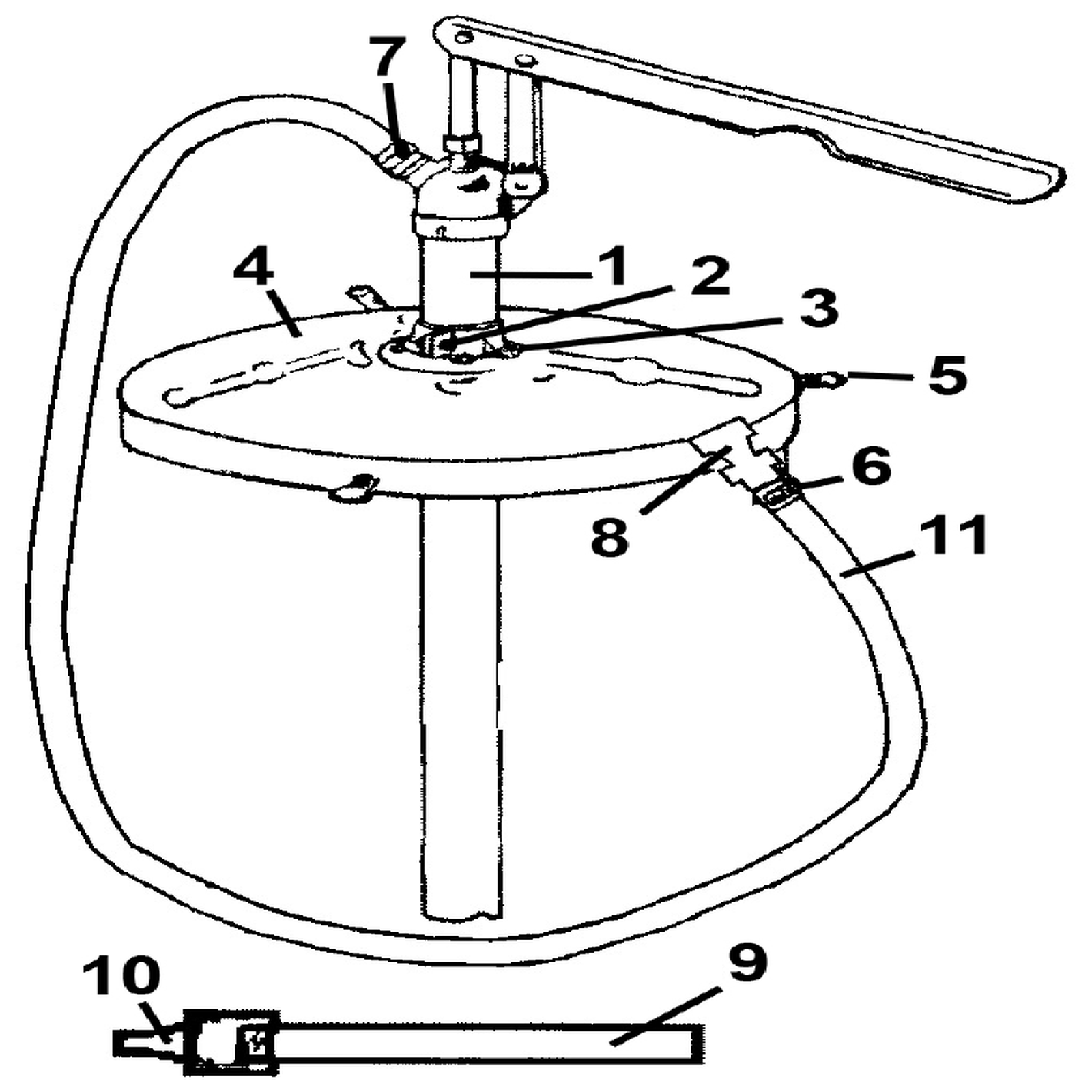 Exploded diagram for the Sealey Extra-Heavy-Duty Chassis Lube Filler Pump 12.5kg (AK456)