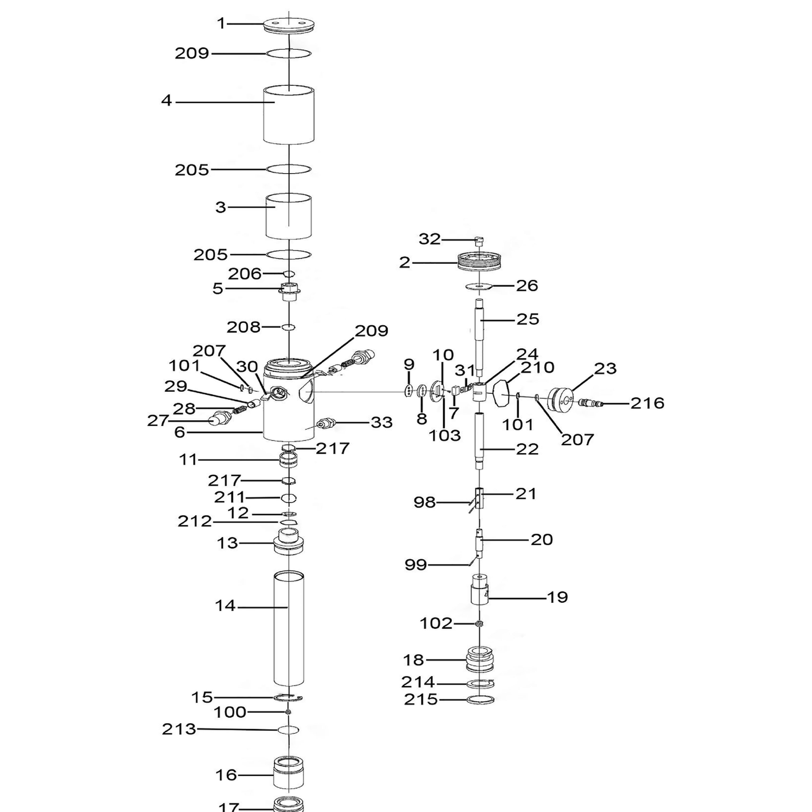 Exploded diagram for the Sealey Air Operated Oil Dispensing System (AK4560D)