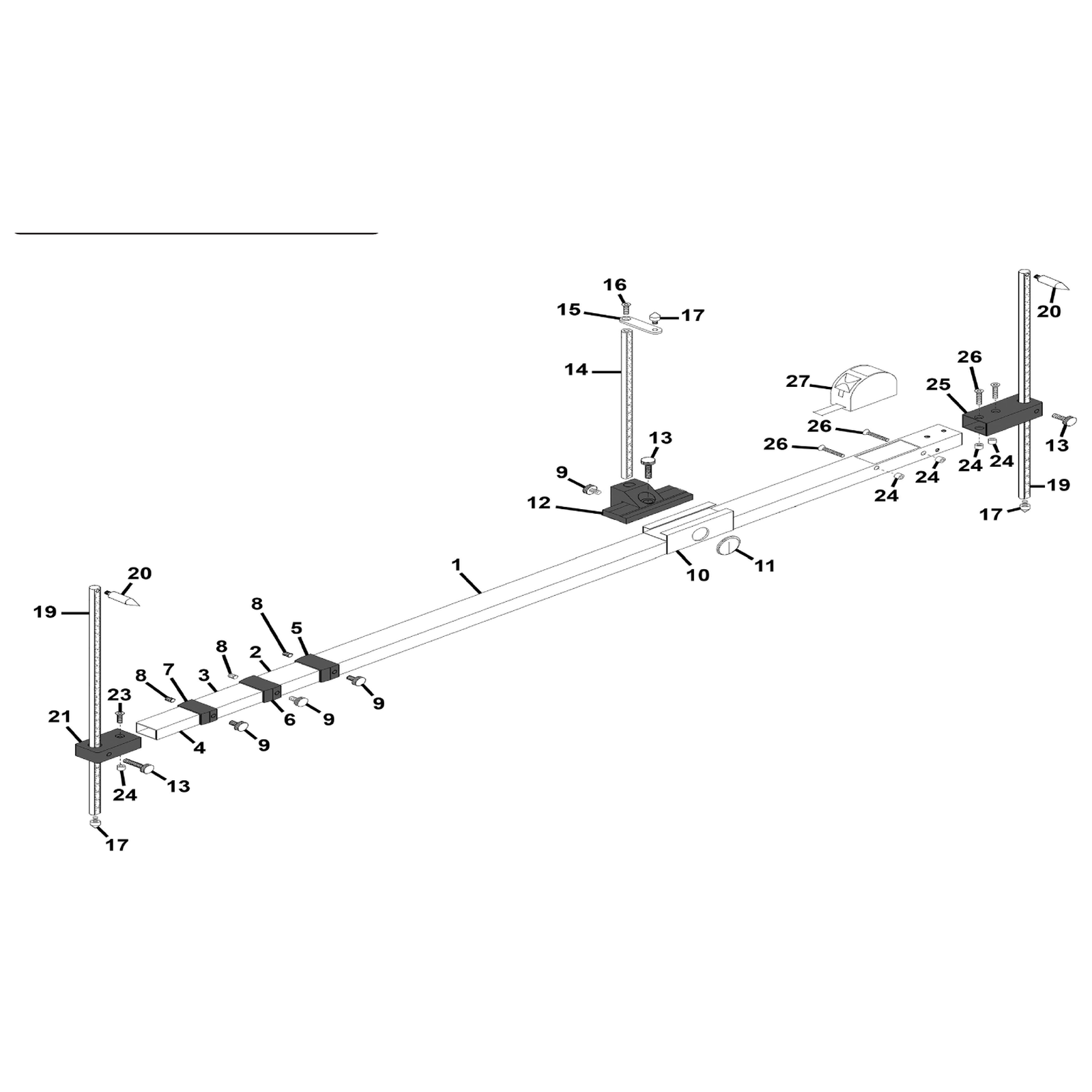 Exploded diagram for the Sealey Telescopic Trammel Gauge
